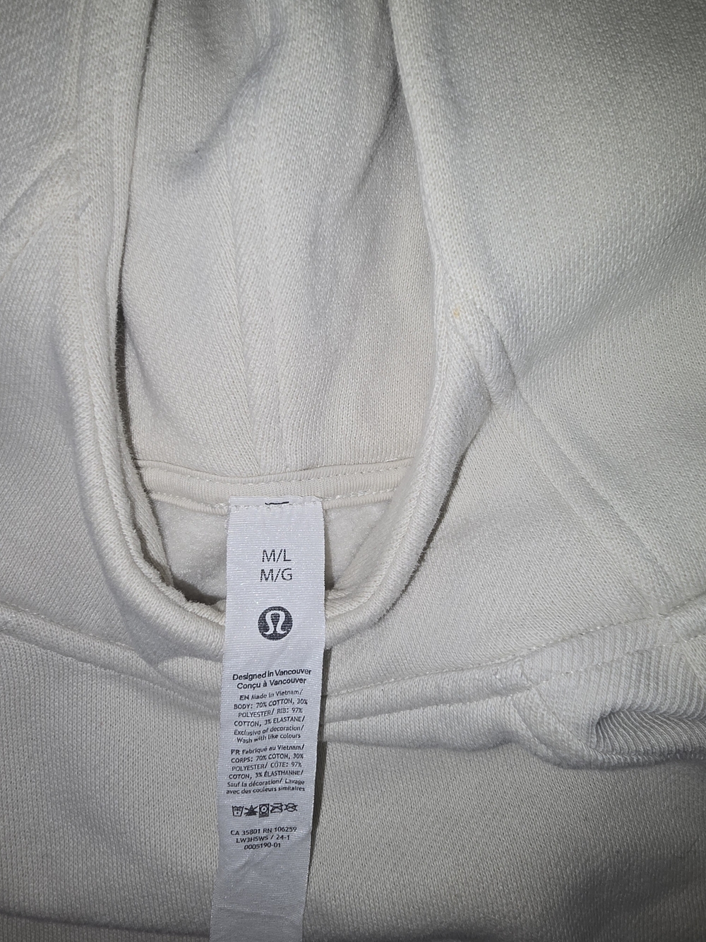 lululemon athletica off-white/cream hoodie